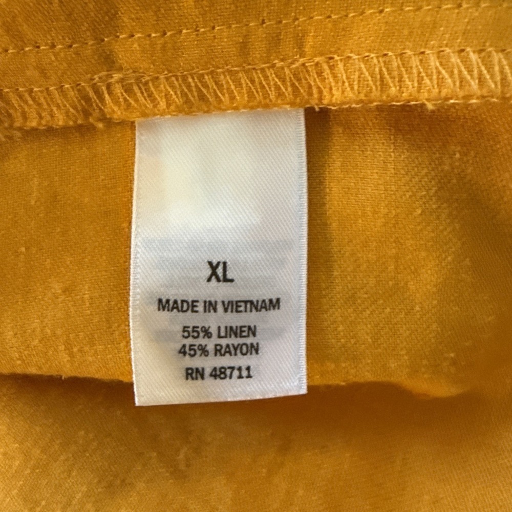 Ophelia Roe Button Up Shirt Dress Womens Size XL Linen Yellow Casual Flowy NWT - Picture 5 of 9